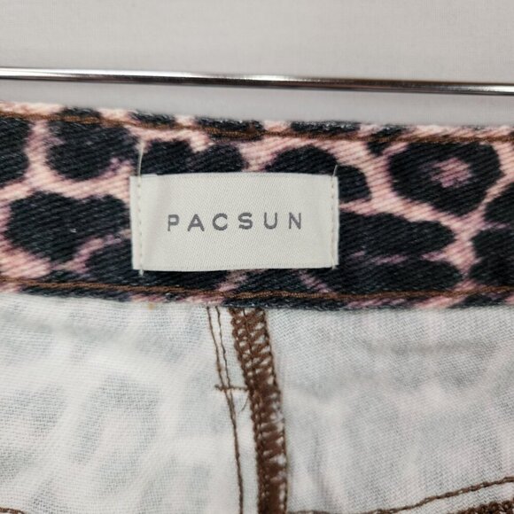 Pacsun Wide Leg Baggy Leopard Print Denim Pants Women's 31 Pacific Sunwear New - Picture 8 of 9